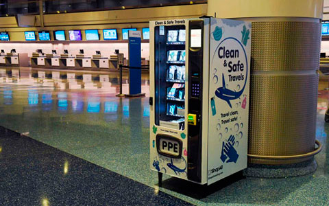 Máquinas para vender barbijos en los aeropuertos